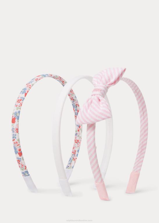 antydning af pink børn Ralph Lauren stribet & blomstret tyndt pandebånd 3-pak Z426B7148