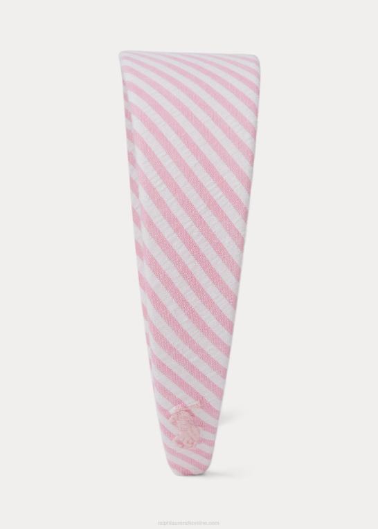 hvid/karmelrosa børn Ralph Lauren stribet bomuldspandebånd Z426B7171