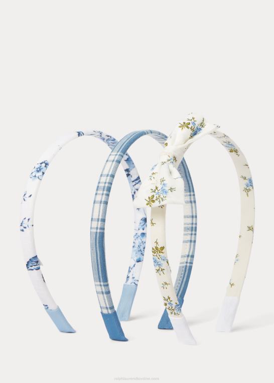 hvid/kontorblå børn Ralph Lauren blomstret tyndt pandebånd 3-pak Z426B7158