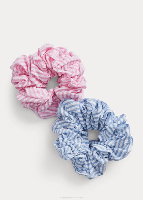 hvid/kontorblå børn Ralph Lauren stribet scrunchie 2-pak Z426B7172