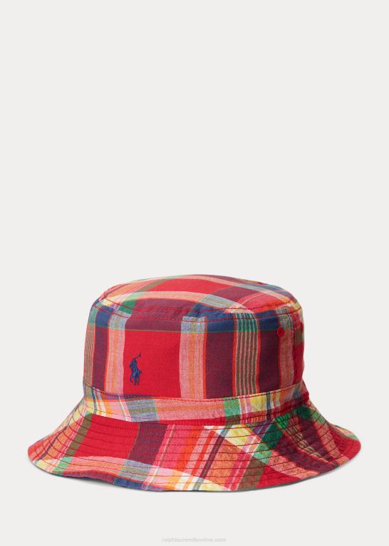 rød/marine multi børn Ralph Lauren vendbar bøttehat i bomuld Z426B6230