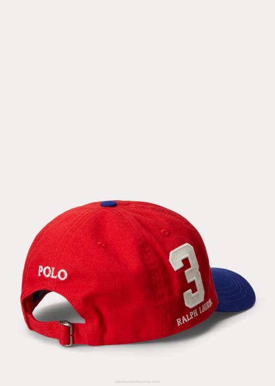 rl 2000 rød multil børn Ralph Lauren stor pony kuglehætte i bomuldstwill Z426B6636