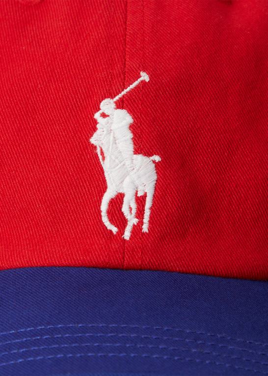rl 2000 rød multil børn Ralph Lauren stor pony kuglehætte i bomuldstwill Z426B6636