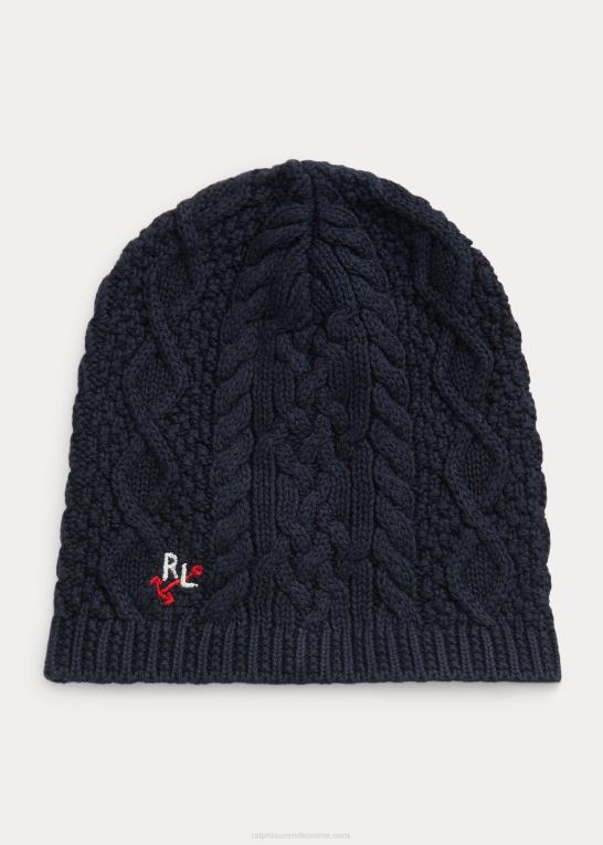 rl flåde børn Ralph Lauren aran-strikket bomuldshue Z426B7468