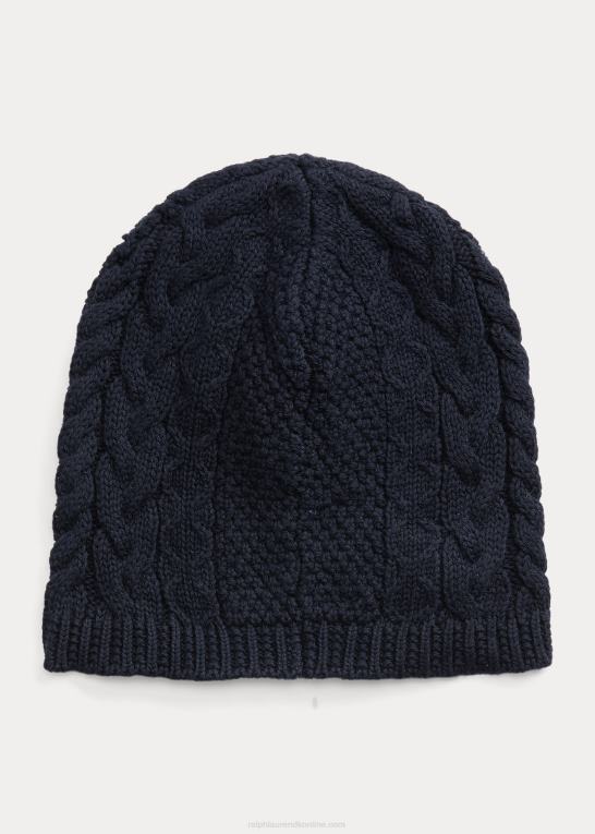 rl flåde børn Ralph Lauren aran-strikket bomuldshue Z426B7468