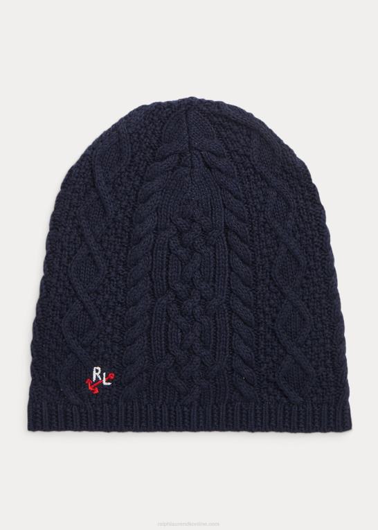 rl flåde børn Ralph Lauren aran-strikket bomuldshue Z426B7628