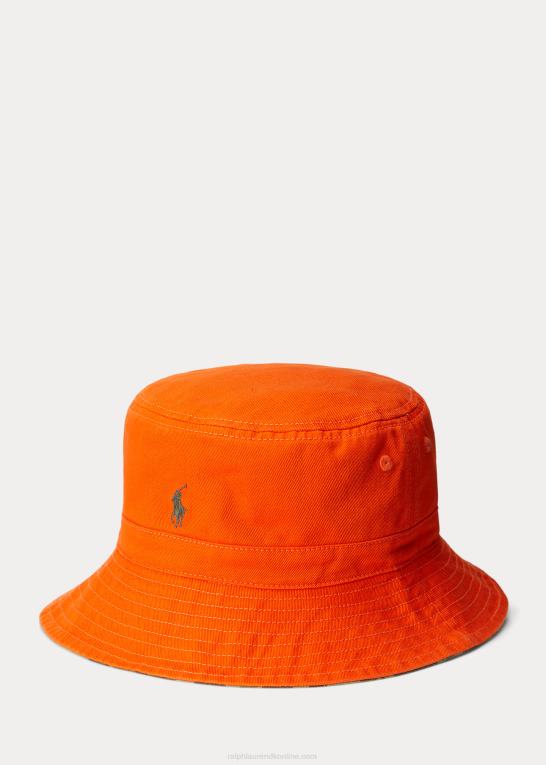 sejler orange/camo multi børn Ralph Lauren vendbar bøttehat i bomuld Z426B6670