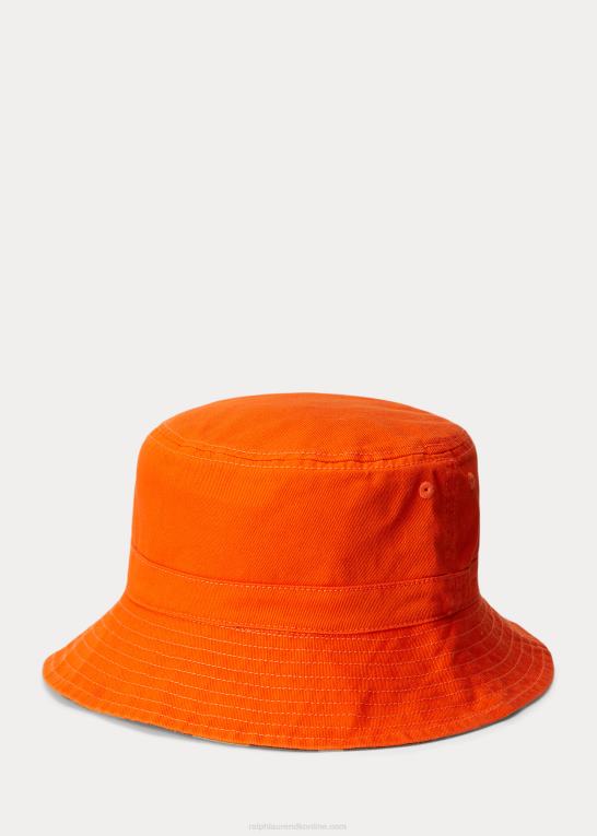 sejler orange/camo multi børn Ralph Lauren vendbar bøttehat i bomuld Z426B6670
