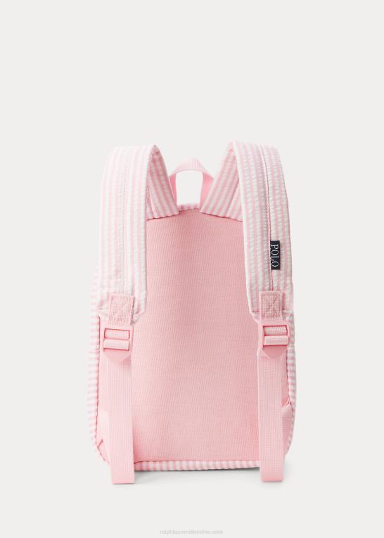 hvid/karmelrosa børn Ralph Lauren stor pony seersucker mini rygsæk Z426B7129