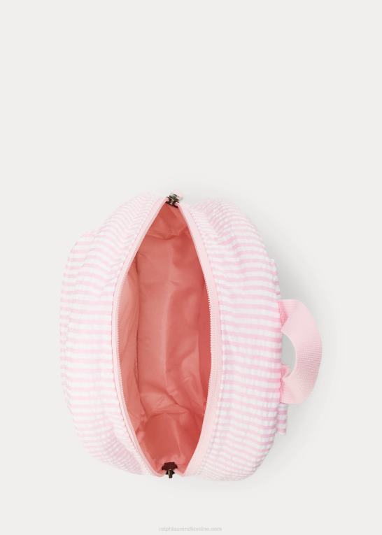 hvid/karmelrosa børn Ralph Lauren stor pony seersucker mini rygsæk Z426B7129