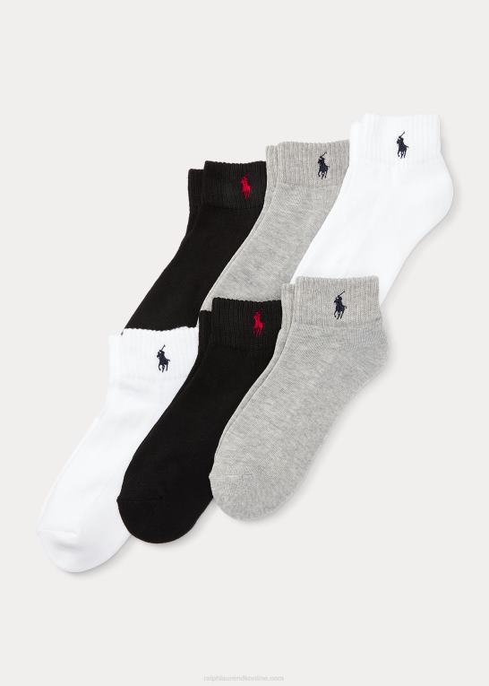 assorteret børn Ralph Lauren kvart-længde-sok 6-pak Z426B6319