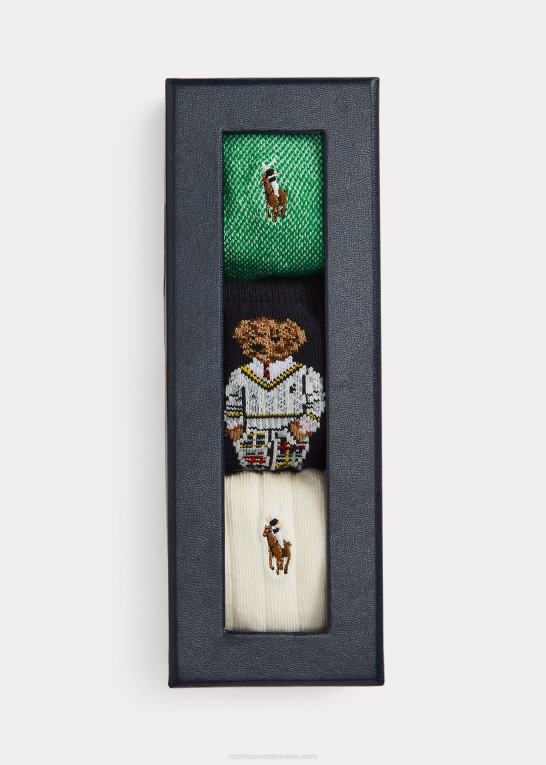 assorteret børn Ralph Lauren polo bear crew sok 3-pak gavesæt Z426B9804