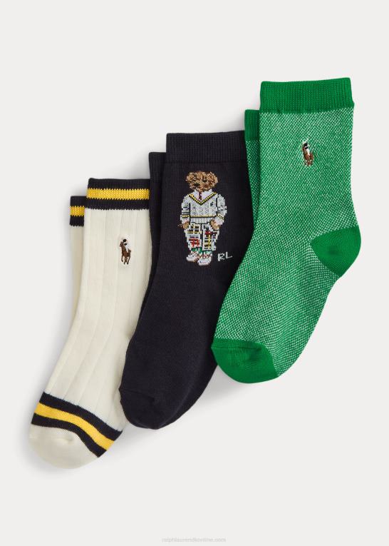 assorteret børn Ralph Lauren polo bear crew sok 3-pak gavesæt Z426B9804
