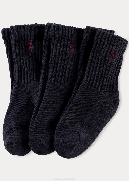 flåde børn Ralph Lauren polstret crew sok 3-pak Z426B5962