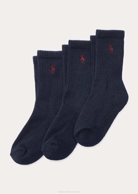 flåde børn Ralph Lauren polstret crew sok 3-pak Z426B6332