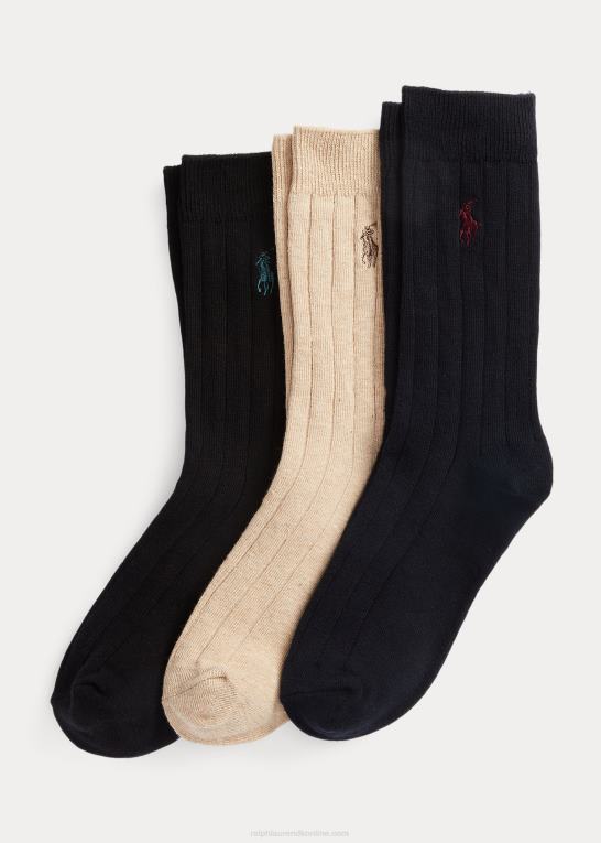 flåde børn Ralph Lauren ribbet bomuldsblanding kjolesok 3-pak Z426B6262