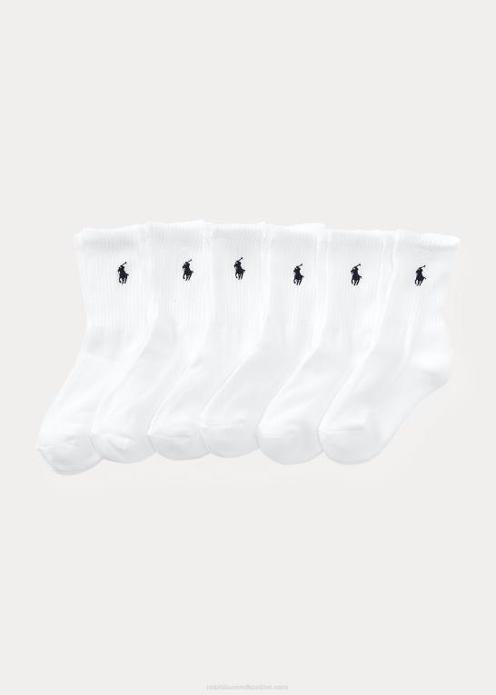 hvid børn Ralph Lauren klassisk besætningssok 6-pak Z426B5966