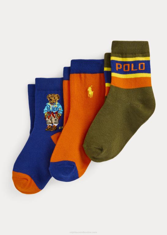 kongelig multi børn Ralph Lauren polo bear crew sok 3-pak Z426B9803