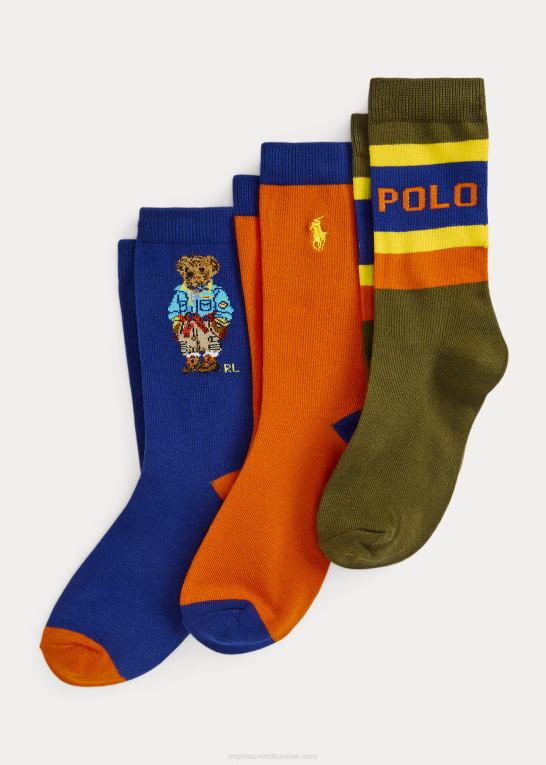 kongelig multi børn Ralph Lauren polo bear crew sok 3-pak Z426B9831