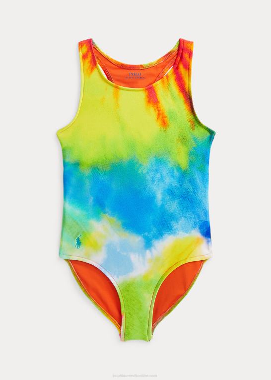 bindefarve børn Ralph Lauren tie-dye-print badedragt i ét stykke Z426B9950