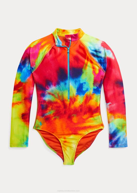 bindefarve børn Ralph Lauren tie-dye-print udslætsbeskyttelse i ét stykke Z426B7308
