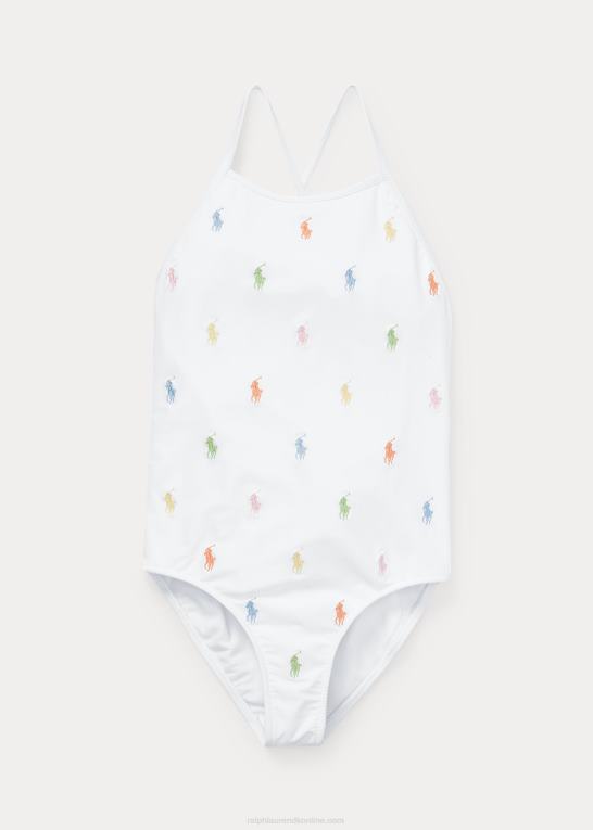 hvid børn Ralph Lauren polo pony badedragt i ét stykke Z426B7343