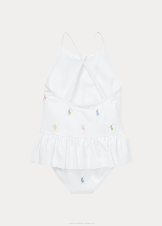 hvid børn Ralph Lauren polo pony badedragt i ét stykke Z426B9974