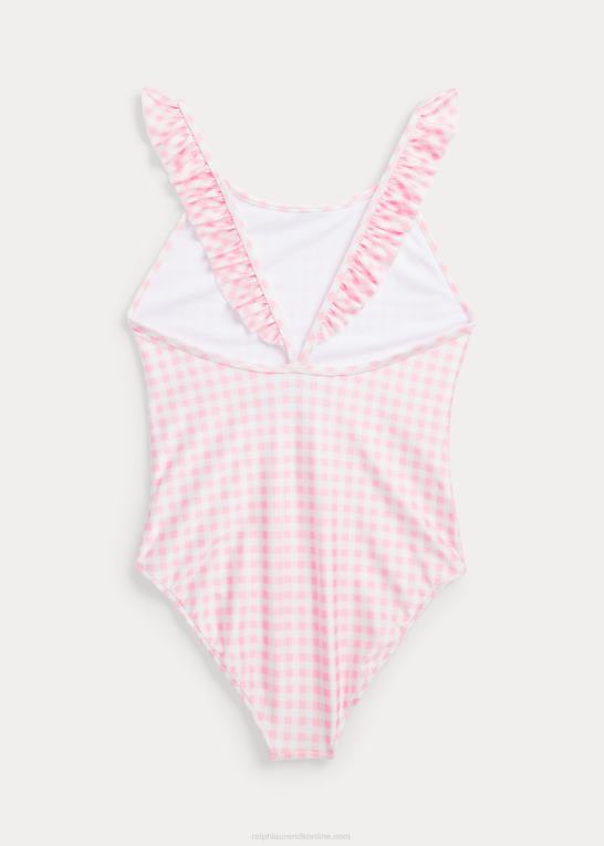 karmel pink børn Ralph Lauren gingham flæser badedragt i ét stykke Z426B7332
