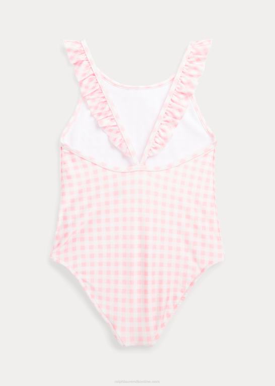 karmel pink børn Ralph Lauren gingham flæser badedragt i ét stykke Z426B9970