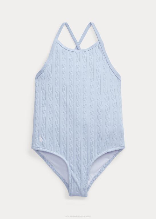 kontor blå børn Ralph Lauren strækjacquard badedragt i ét stykke Z426B6871