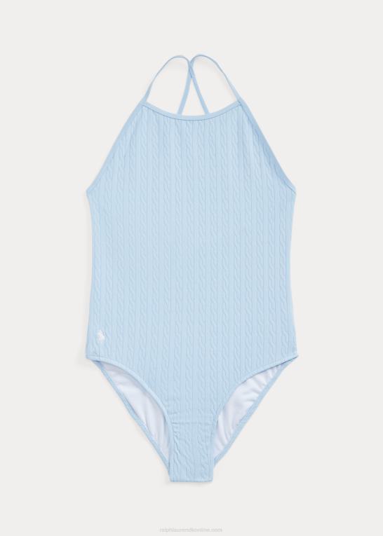 kontor blå børn Ralph Lauren strækjacquard badedragt i ét stykke Z426B7335