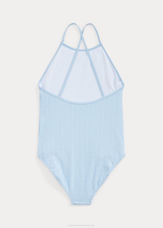 kontor blå børn Ralph Lauren strækjacquard badedragt i ét stykke Z426B7335