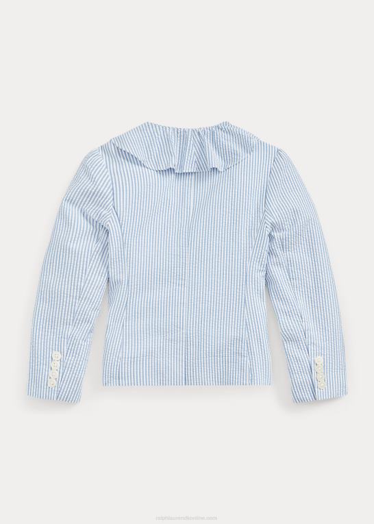 blå/hvid børn Ralph Lauren flæsede seersucker blazer Z426B7382