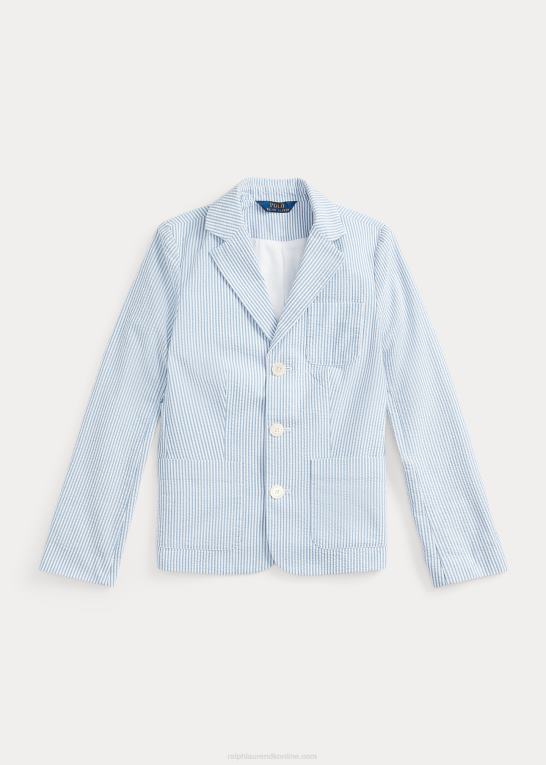 blå/hvid børn Ralph Lauren seersucker blazer i bomuld Z426B7525