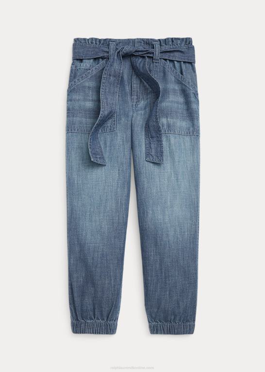 chambray børn Ralph Lauren cargo joggerbukser med bælte Z426B9997