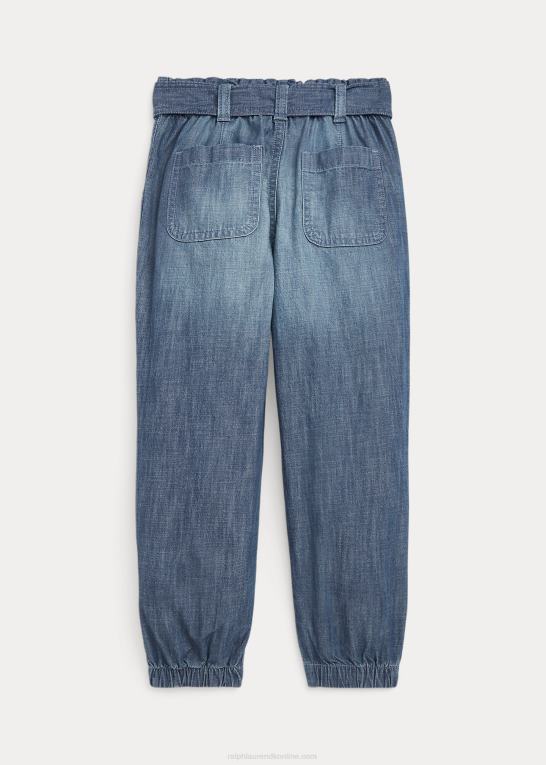 chambray børn Ralph Lauren cargo joggerbukser med bælte Z426B9997