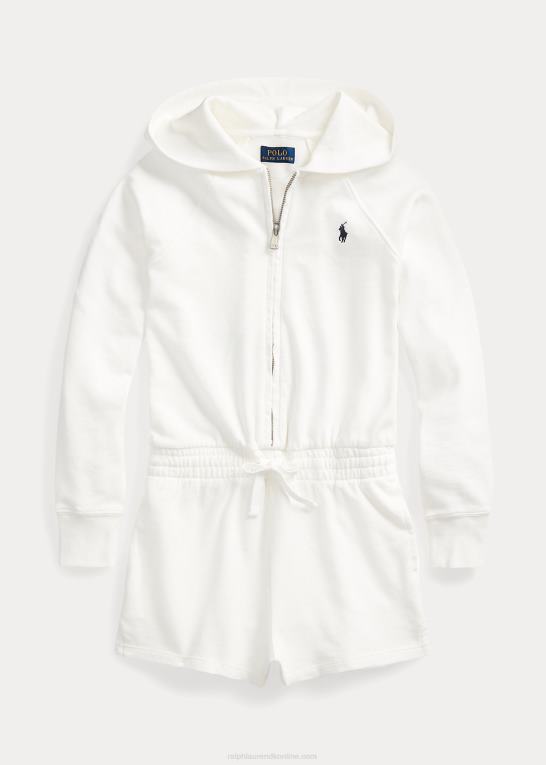 dækvask hvid børn Ralph Lauren langærmet spa-frotté-fleece-romper Z426B7182