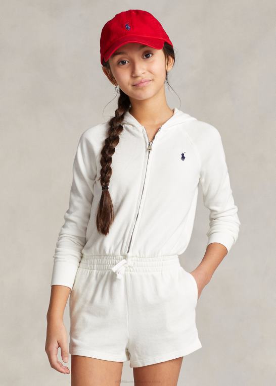 dækvask hvid børn Ralph Lauren langærmet spa-frotté-fleece-romper Z426B7182