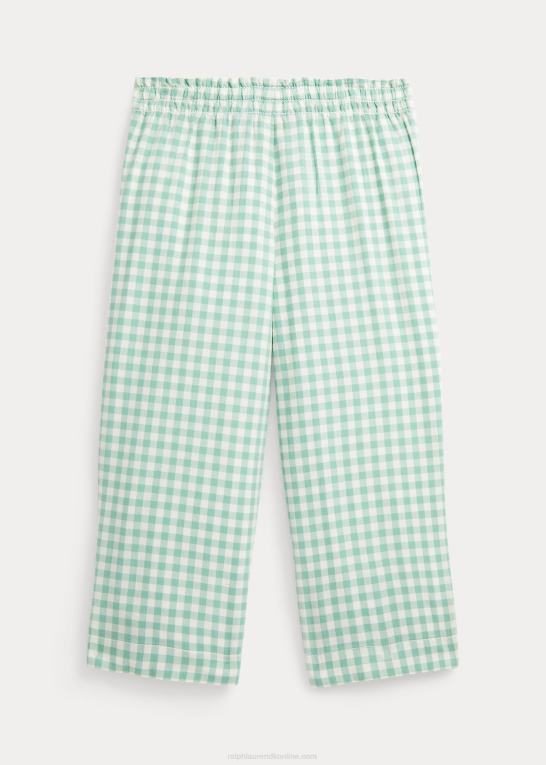 falmet mint/dækvask hvid børn Ralph Lauren gingham cropped bomuld madras bukser Z426B6837