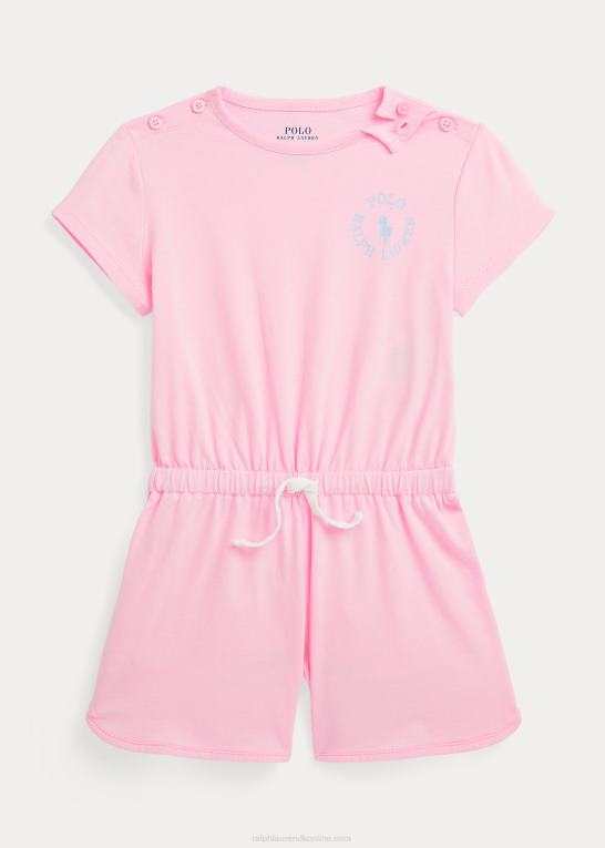 karmel pink børn Ralph Lauren stor pony logo bomuldsjersey romper Z426B6707