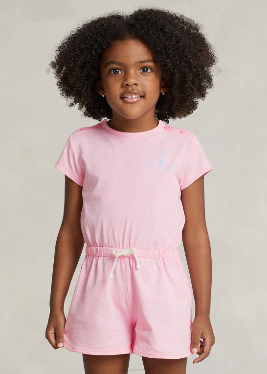 karmel pink børn Ralph Lauren stor pony logo bomuldsjersey romper Z426B6707