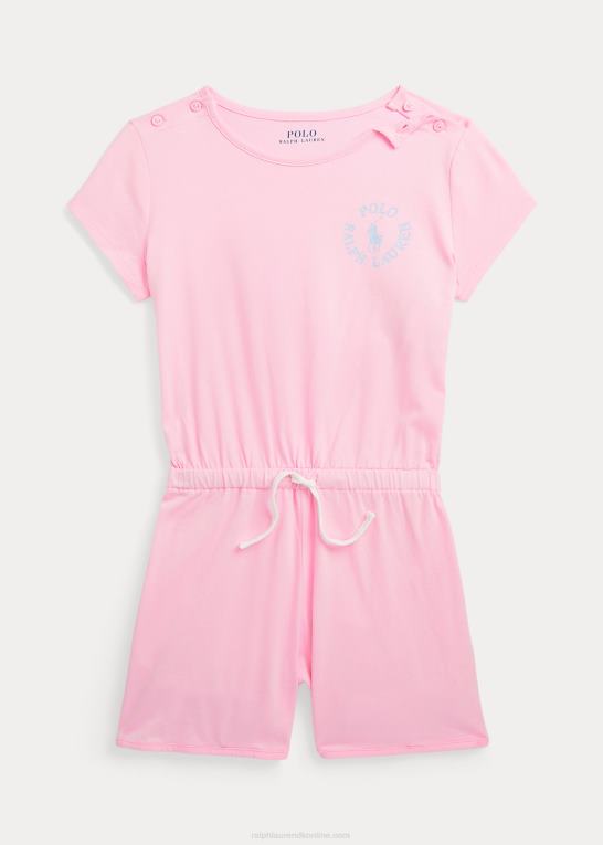karmel pink børn Ralph Lauren stor pony logo bomuldsjersey romper Z426B7058