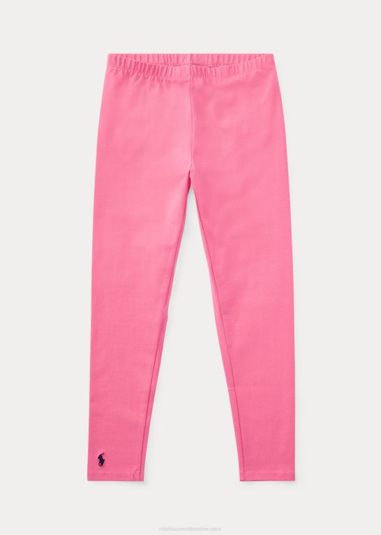 lys pink børn Ralph Lauren legging i stretch bomuldsjersey Z426B7037
