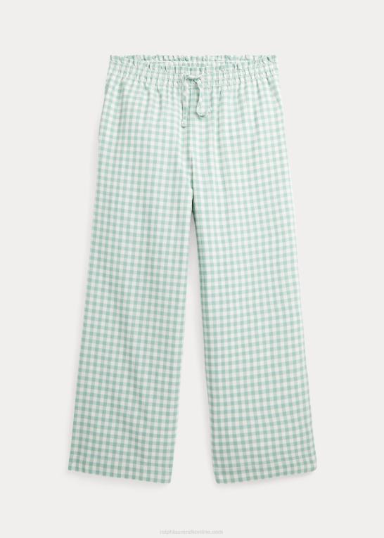 mint/hvid børn Ralph Lauren gingham cropped bomuld madras bukser Z426B6725