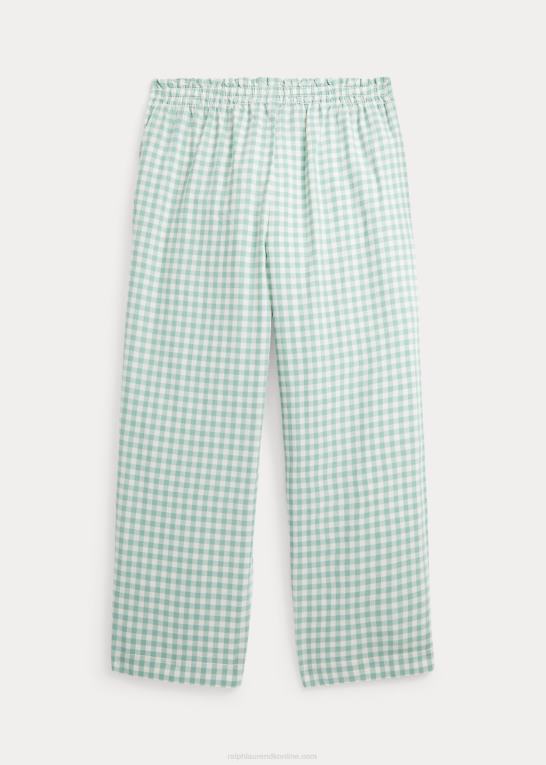 mint/hvid børn Ralph Lauren gingham cropped bomuld madras bukser Z426B6725