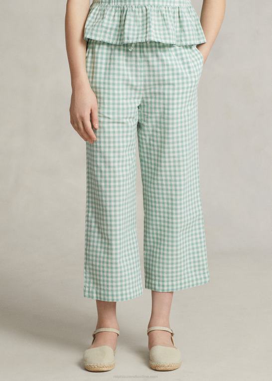 mint/hvid børn Ralph Lauren gingham cropped bomuld madras bukser Z426B6725