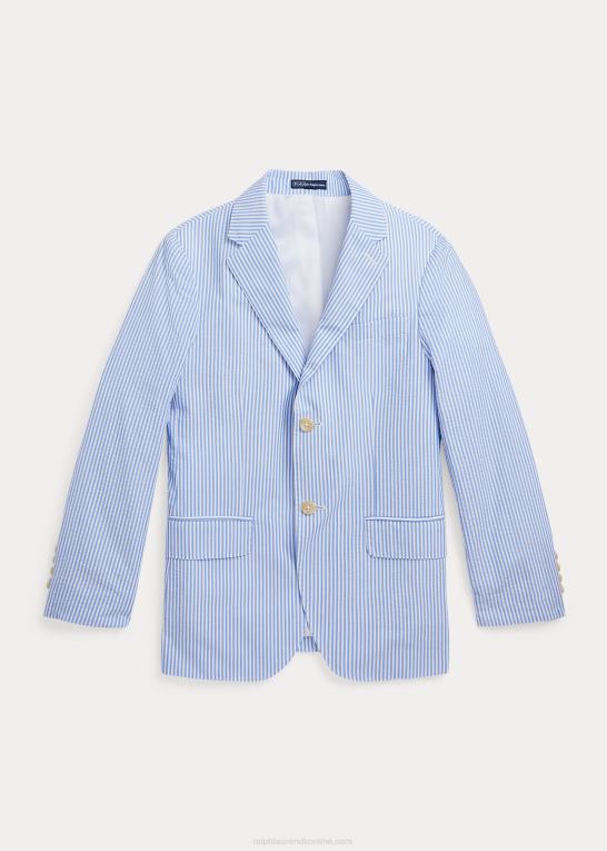 blå/hvid børn Ralph Lauren seersucker jakkesæt i bomuld Z426B6007