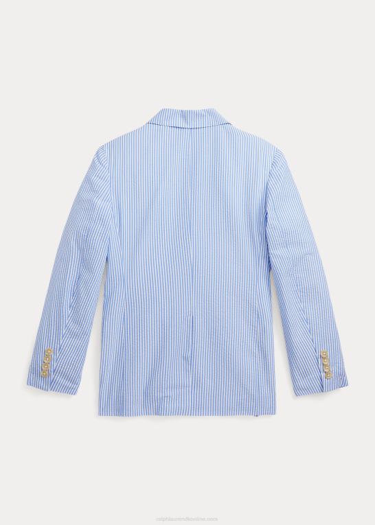blå/hvid børn Ralph Lauren seersucker jakkesæt i bomuld Z426B6007