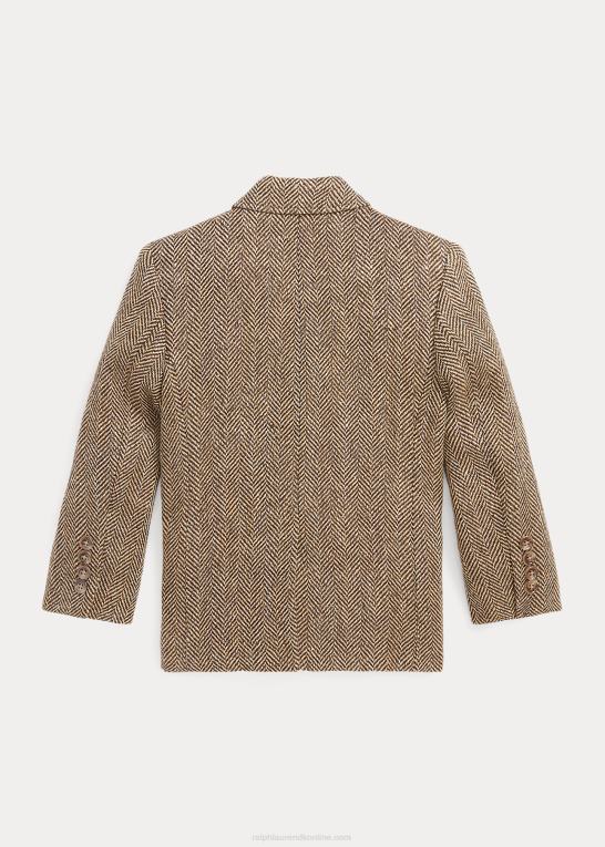 brun/brun børn Ralph Lauren sildebenssportsfrakke i hørblanding Z426B5824