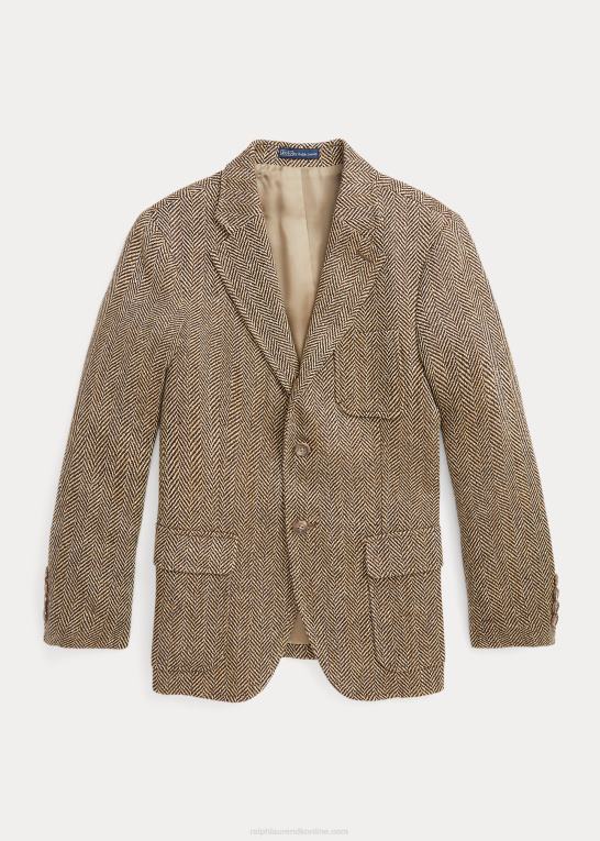 brun/brun børn Ralph Lauren sildebenssportsfrakke i hørblanding Z426B6174